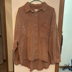 POL Corduroy brown star jacket shirt size medium button up
